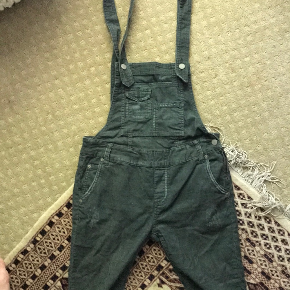 Free People Distressed Corduroy Overalls